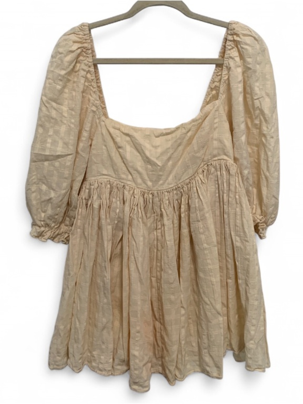 MARBLE Cream Puff-Sleeve Babydoll Mini Dress